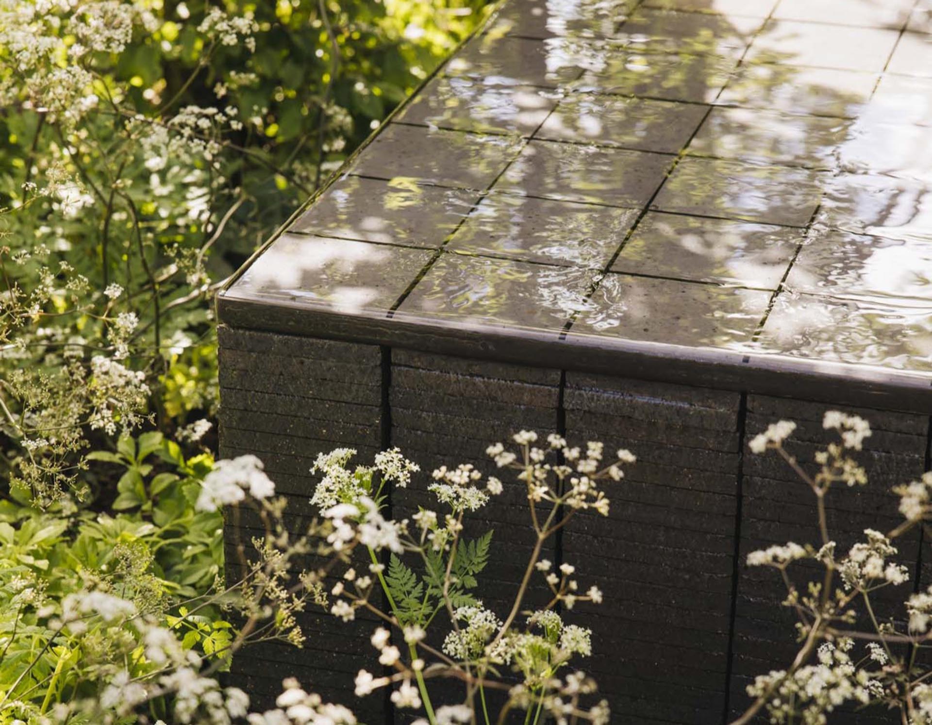 Alexandra Noble quarry tile water feature at RHS Chelsea